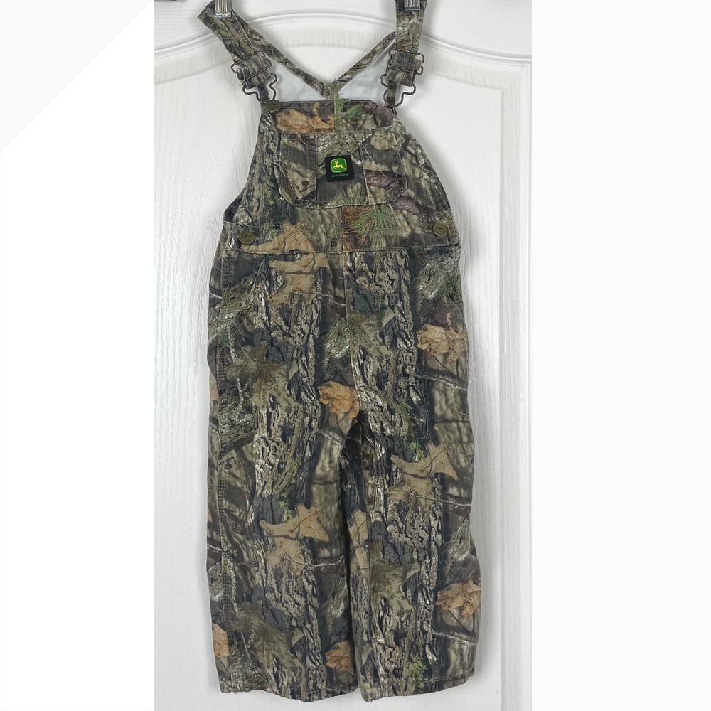 John Deere Toddler Boys Mossy Oak Camo Bib Overalls 3T Cotton Hunting Style